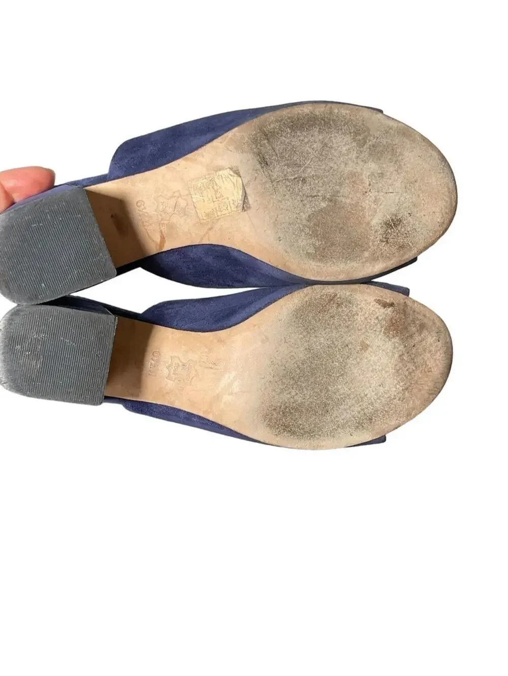 Tory Burch Salinas Navy Blue Suede Block Heel Mules 6.5